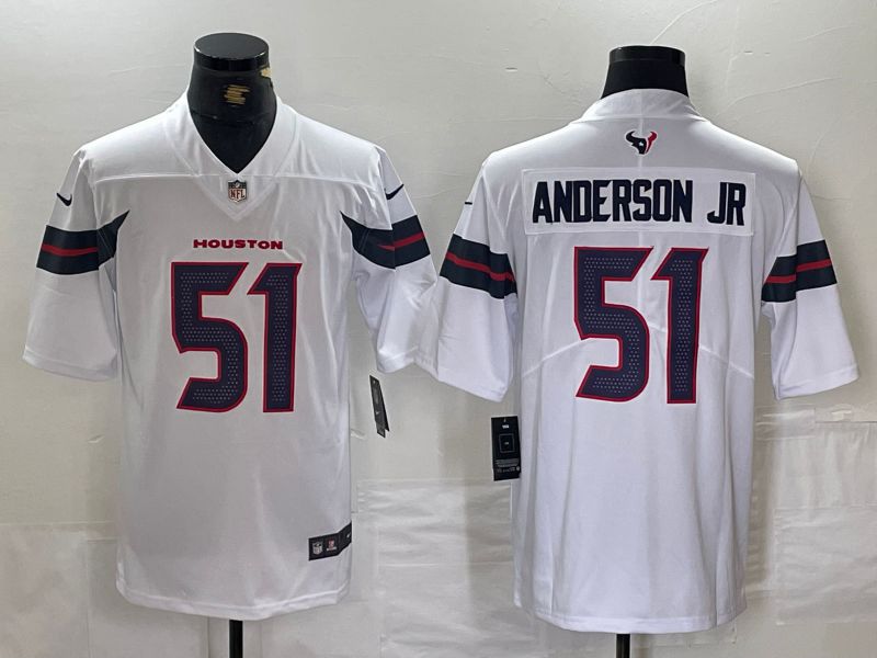 Men Houston Texans 51 Anderson jr White Second generations 2025 Nike Limited NFL Jersey style 1